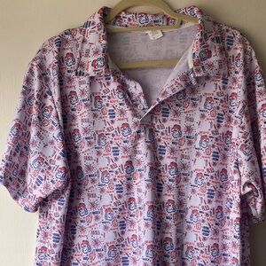 Men's Graphic Polo Shirt - White and Red